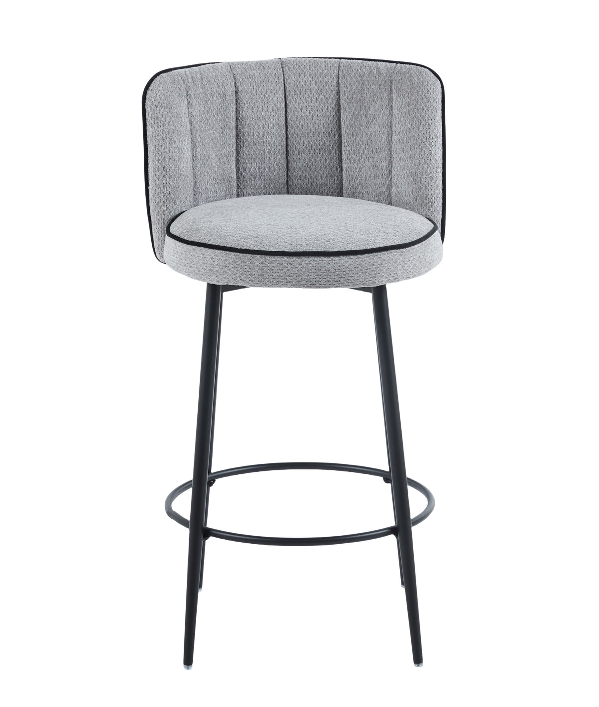 TABOURET DE BAR CATHY PIED METAL NOIR GRIS 3D