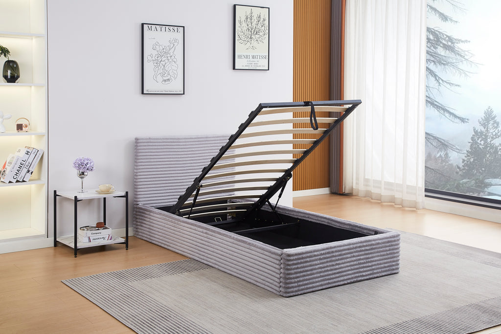 LIT COFFRE MAIA 90X190 GRIS