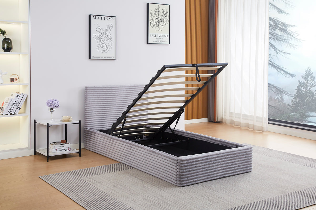 LIT COFFRE MAIA 90X190 GRIS
