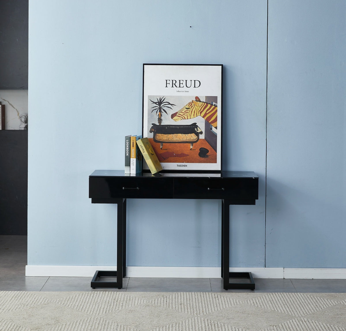 Console &nbsp;- Lilas NOIR| Plateau en Verre Trempé | 120 × 40 × 80 cm