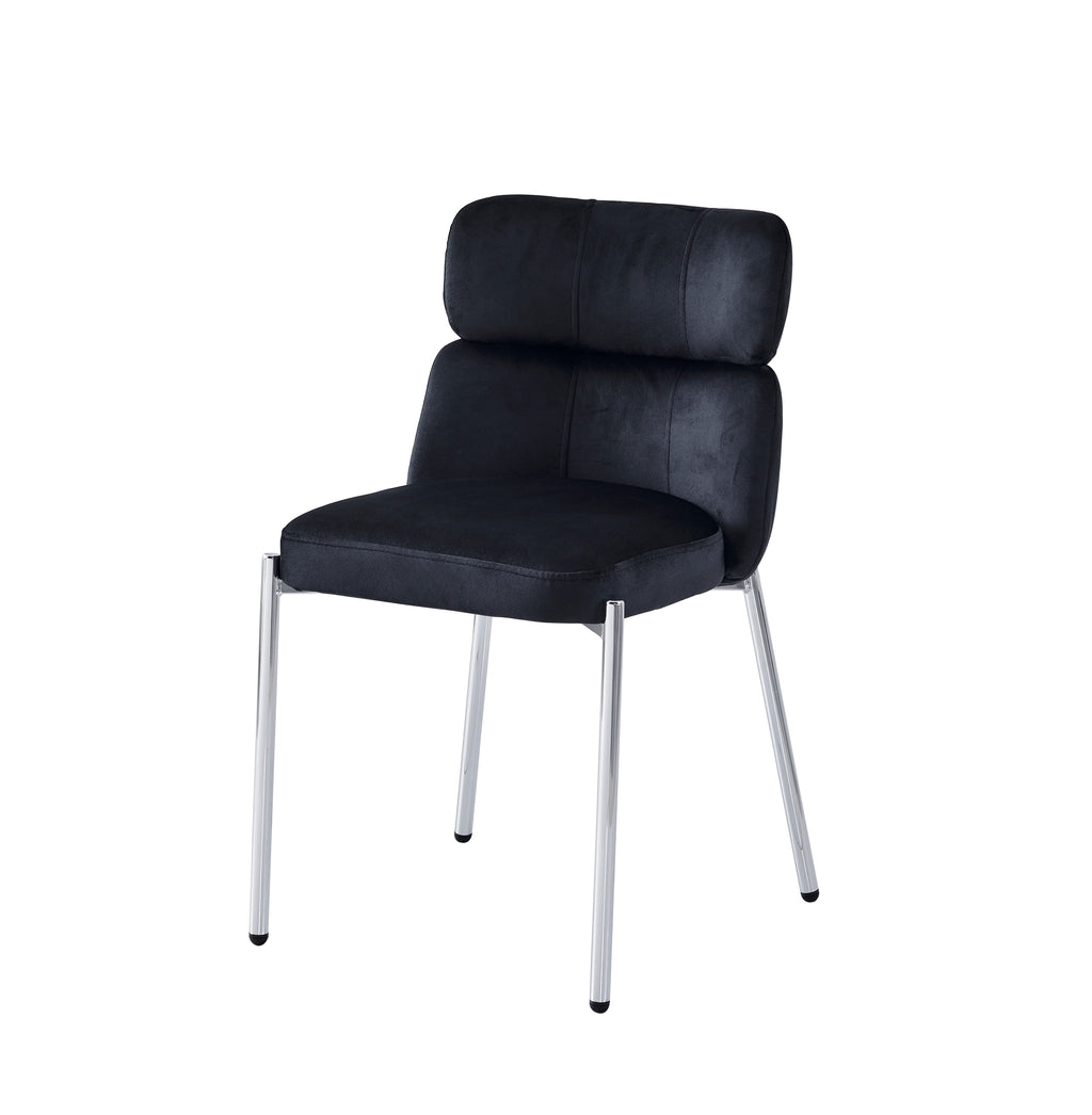 CHAISE STEPHANY VELOURS ARGENT