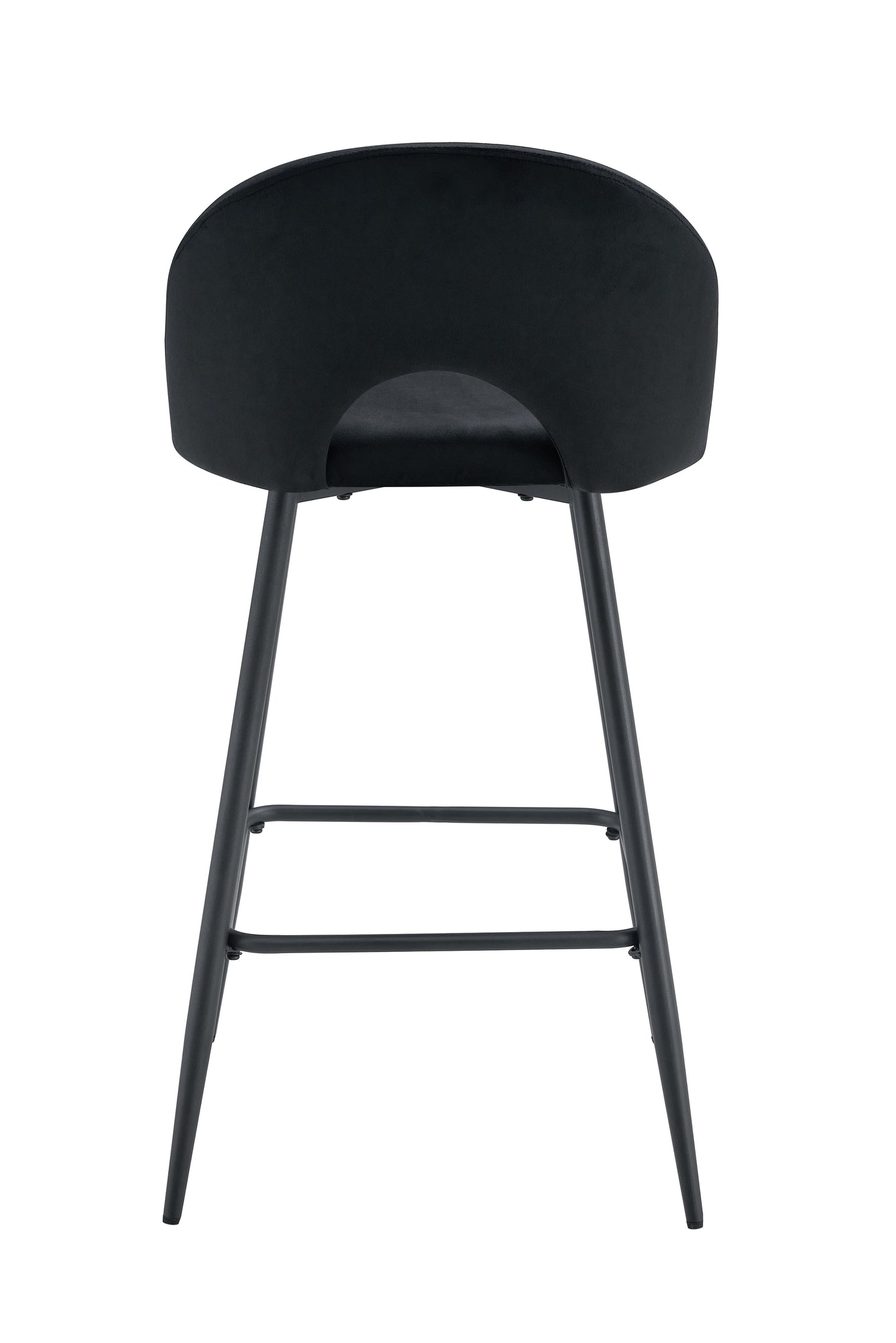 TABOURET DE BAR TEDDY PIED METAL NOIR VELOURS NOIR