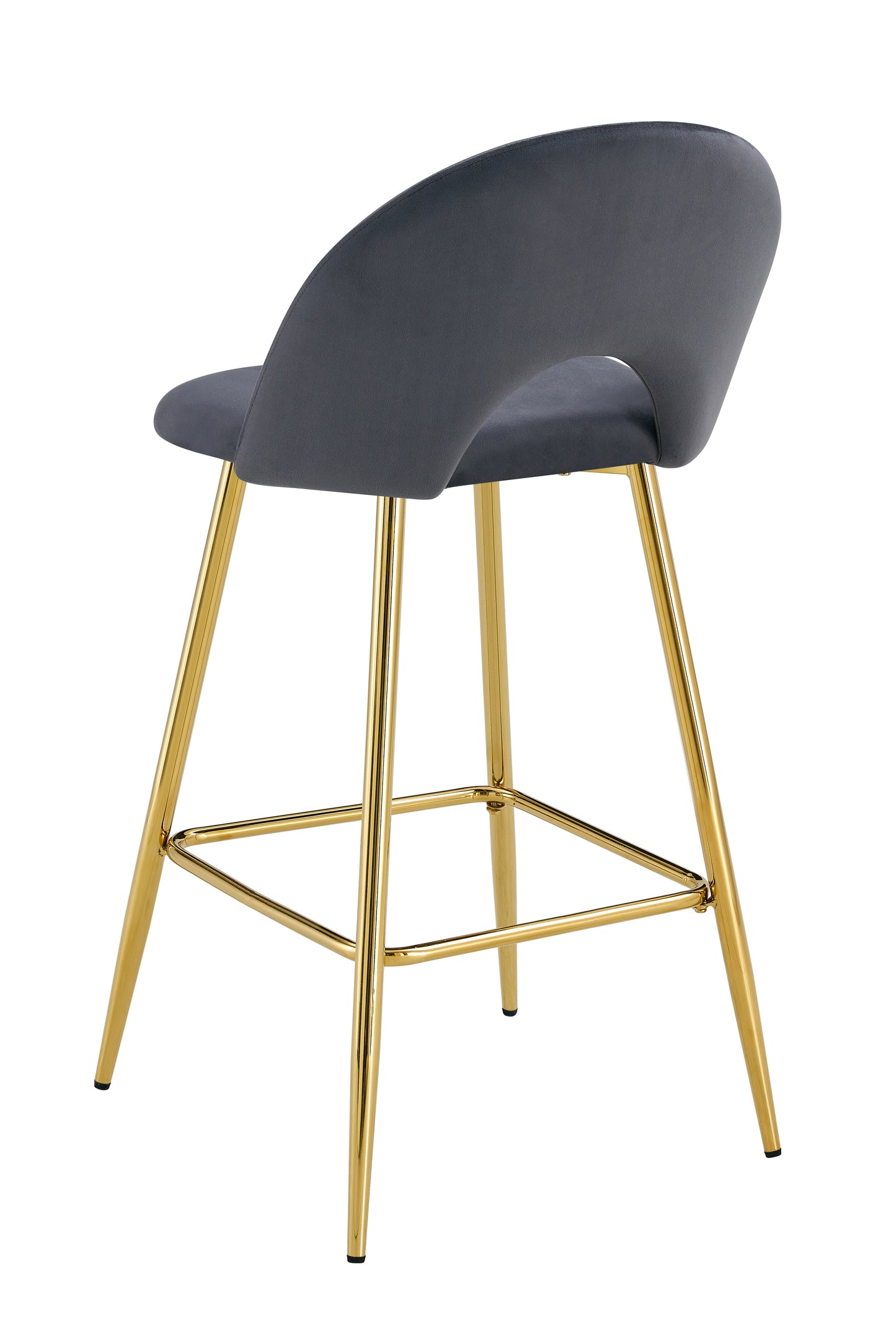 TABOURET DE BAR TEDDY PIED GOLD VELOURS ANTHRACITE