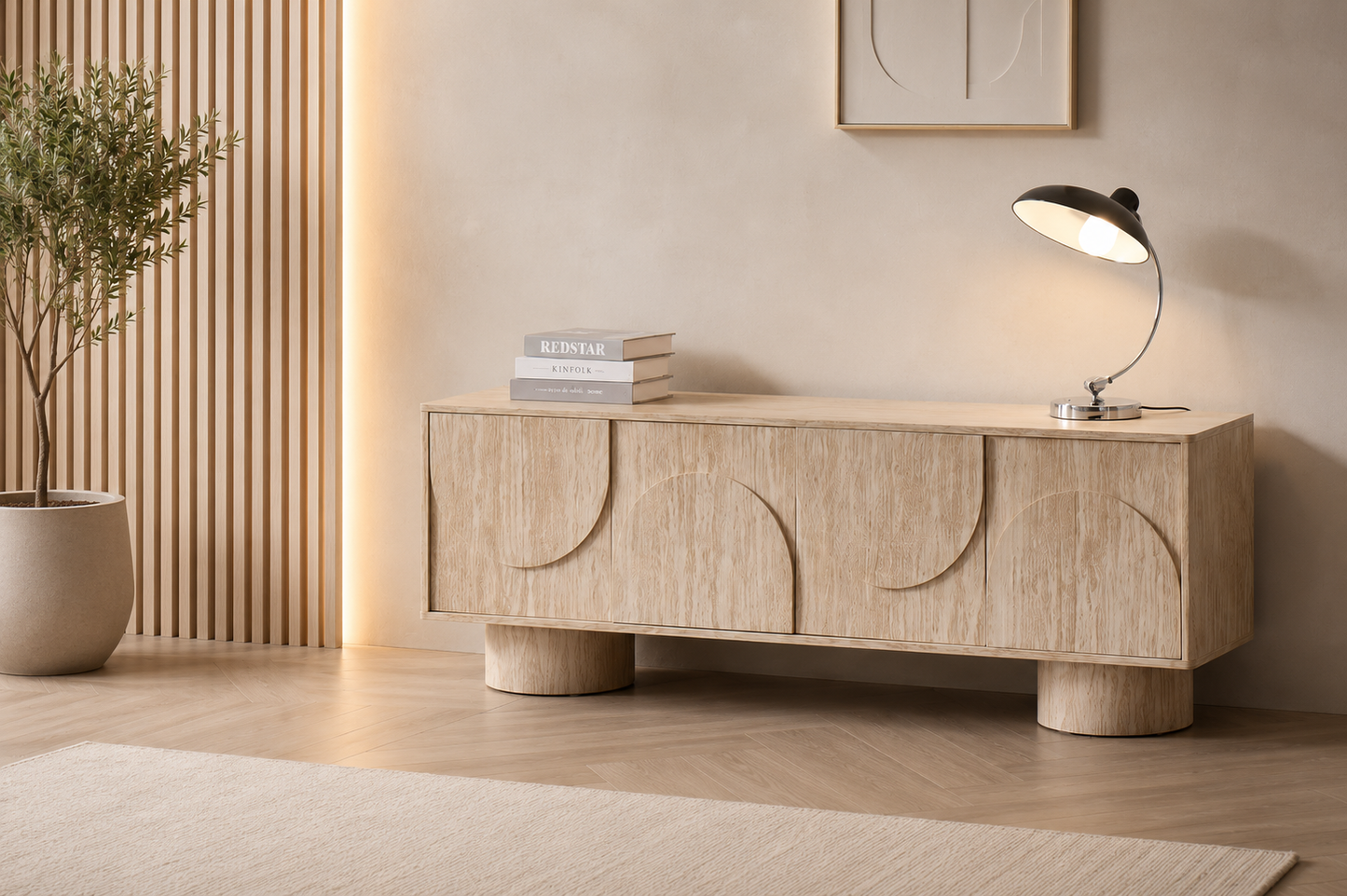 Meuble TV Oriano – Effet Travertin