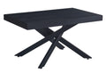 Table à manger extensible noire 140/220 cm – Pieds en métal et plateau effet bois