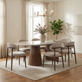 TABLE REPAS NEYA EXTENSIBLE PLATEAU CERAMIQUE BRUN PIEDS MDF EFFET