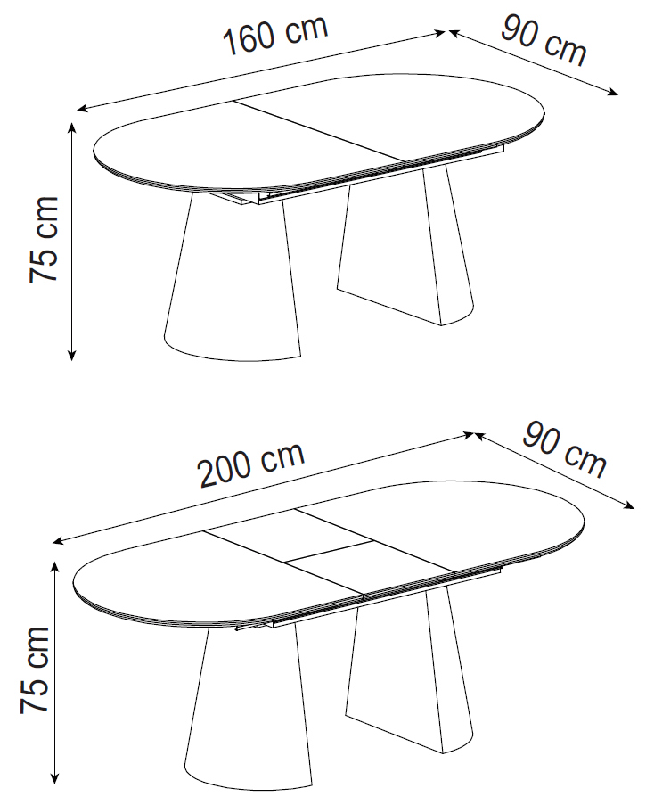 TABLE REPAS NEYA EXTENSIBLE PLATEAU CERAMIQUE BRUN PIEDS MDF EFFET