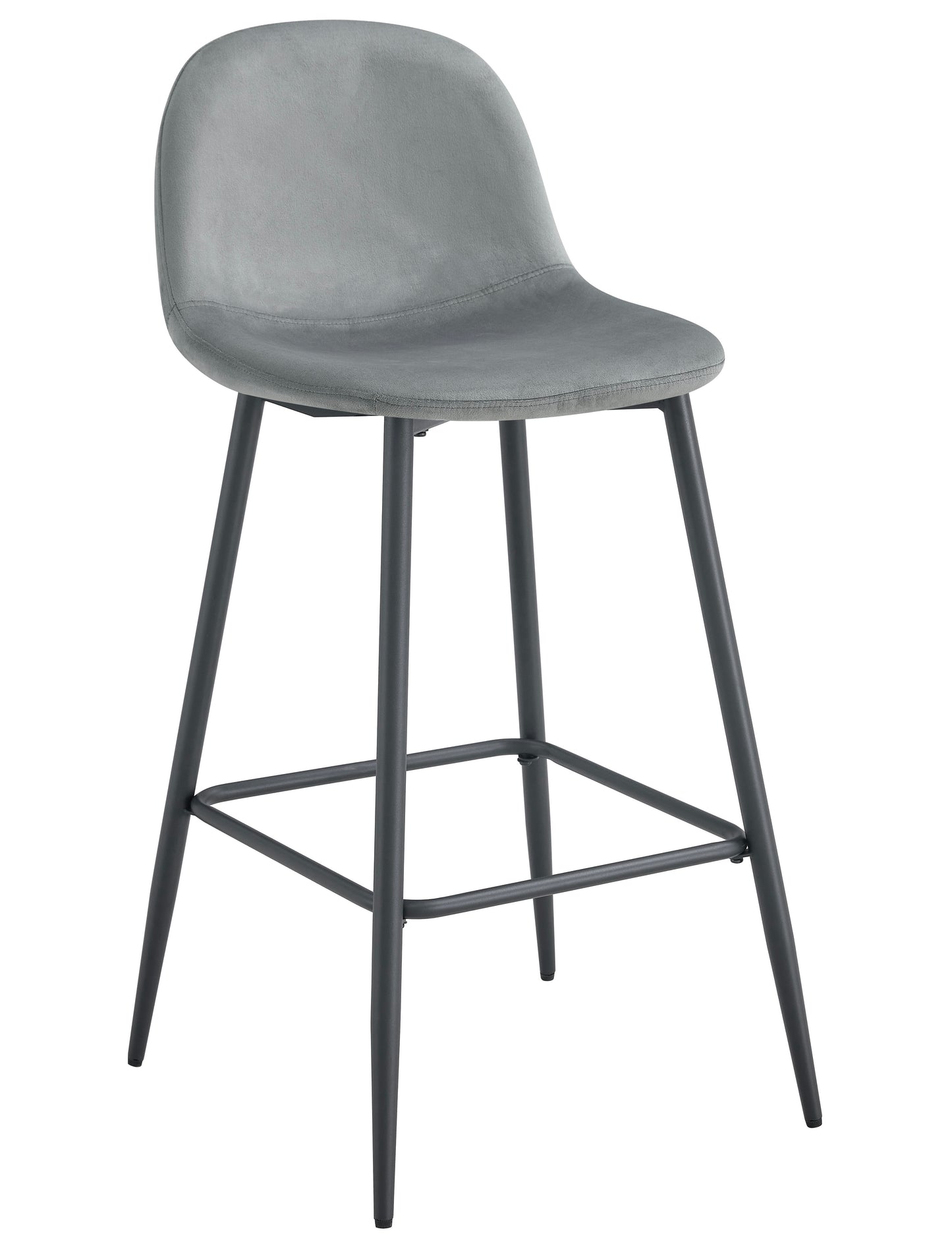 TABOURET DE BAR SCANDINAVE METAL NOIR VELOURS GRIS