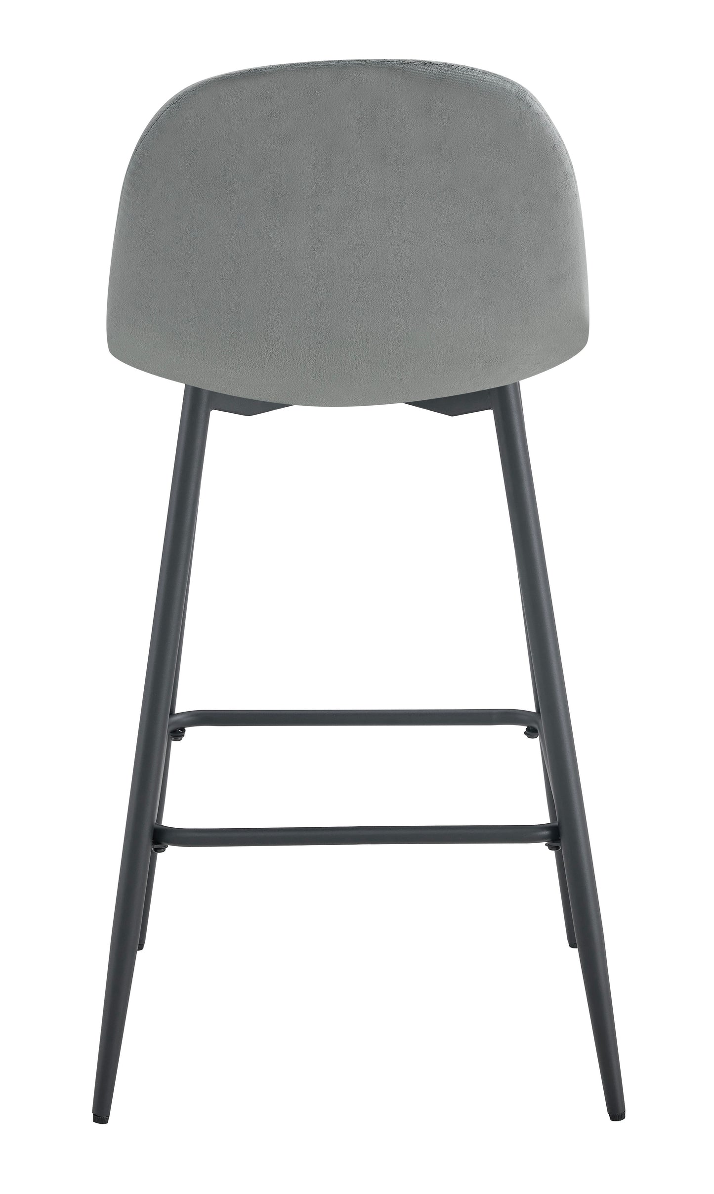 TABOURET DE BAR SCANDINAVE METAL NOIR VELOURS GRIS