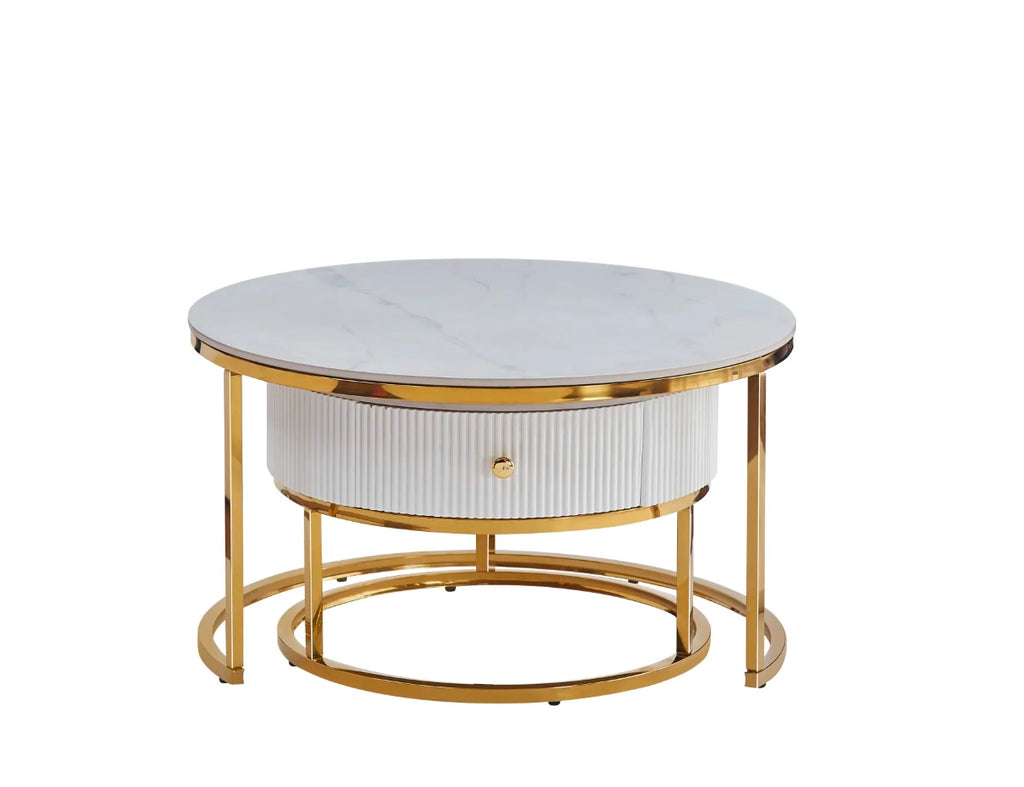 TABLES BASSE SAMIRA OR CERAMIQUE BLANC