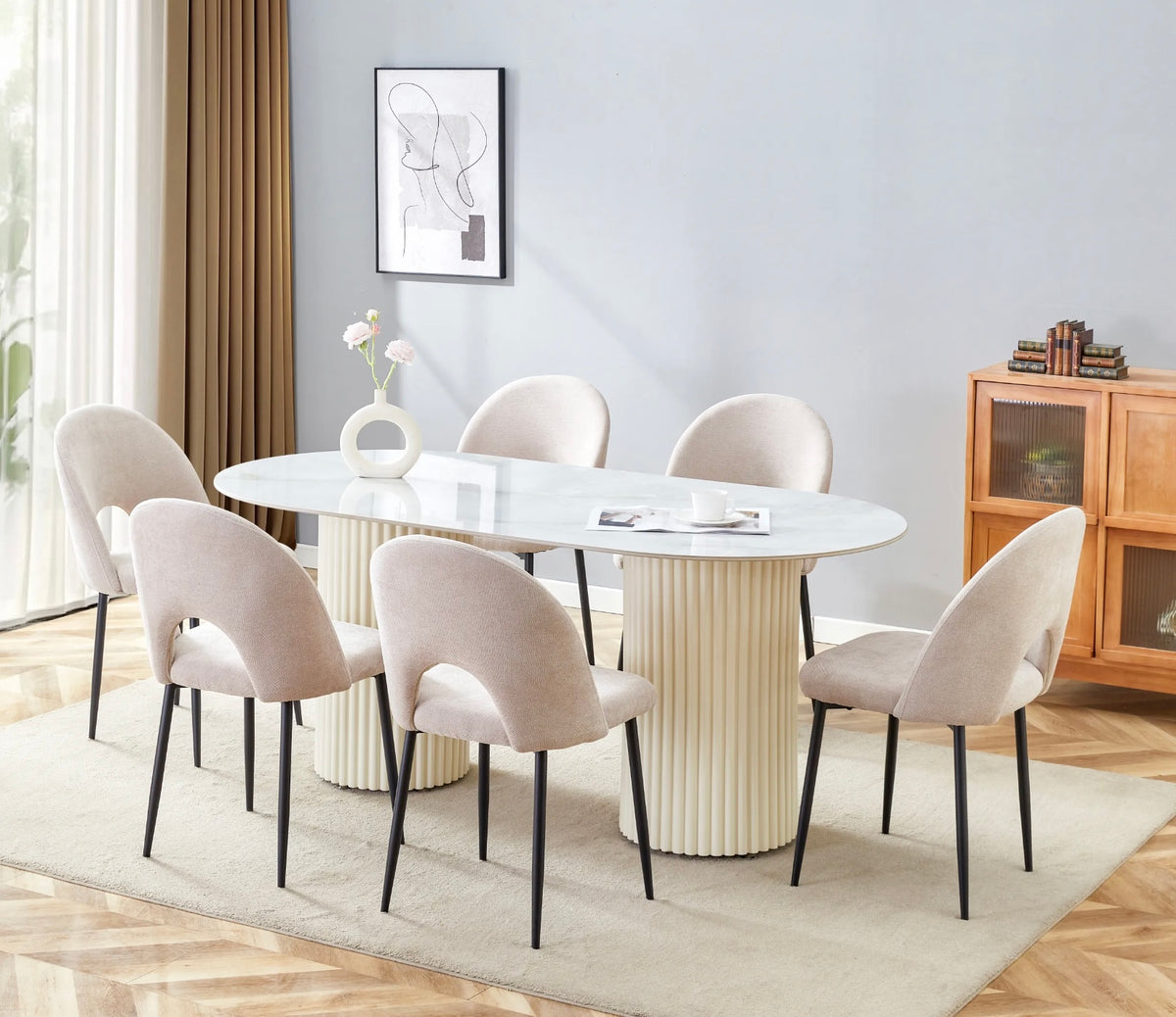 TABLE DE REPAS KEYSHA BEIGE 180X90