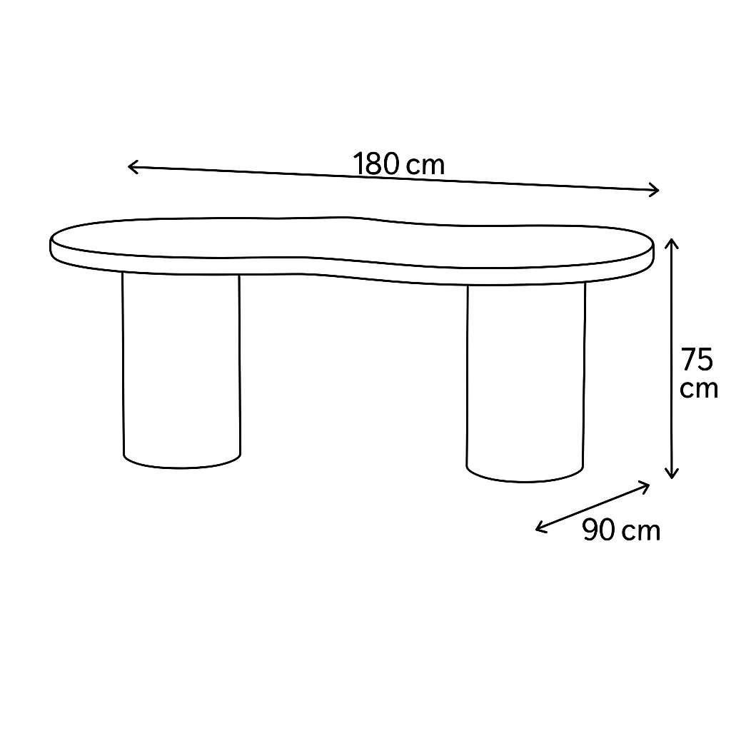 TABLE REPAS CURVE 180X90