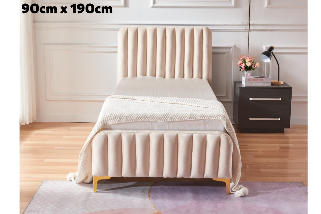 LIT FAYE 90X190 VELOURS BEIGE