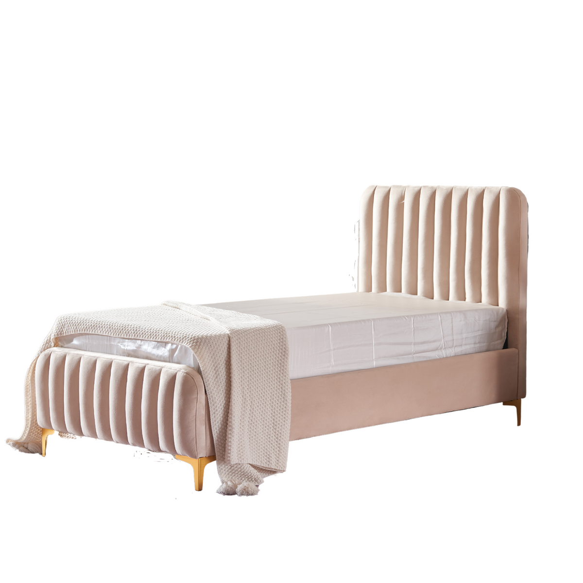 LIT FAYE 90X190 VELOURS BEIGE