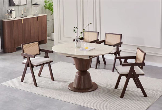 TABLE REPAS CAMILLE RALLONGE CERAMIQUE PIED NOYER