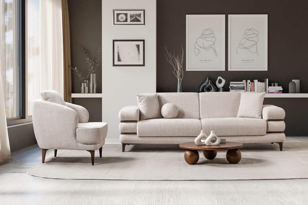 SALON ODESSA BEIGE NOYER 3,2,1