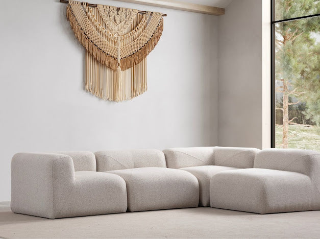 CANAPE NUAGE CHENILLE BLANC CASSÉ
