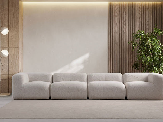 CANAPE NUAGE CHENILLE BLANC CASSÉ