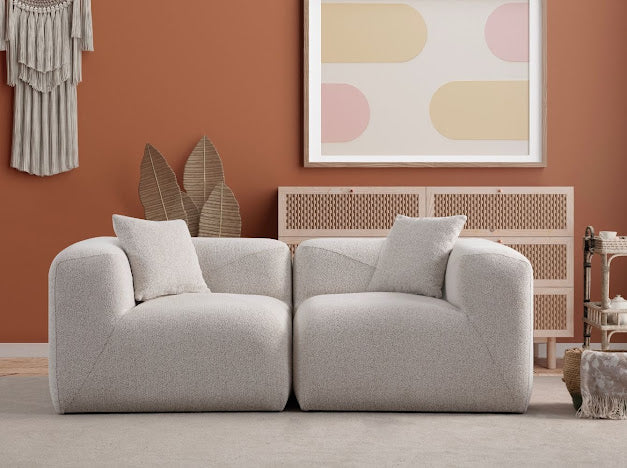 CANAPE NUAGE CHENILLE BLANC CASSÉ