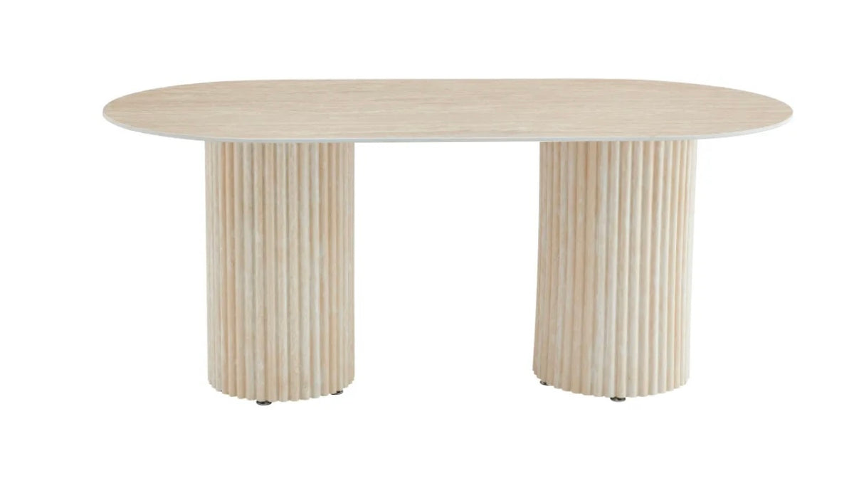 TABLE REPAS KEYSHA TRAVERTIN CERAMIQUE 180X90