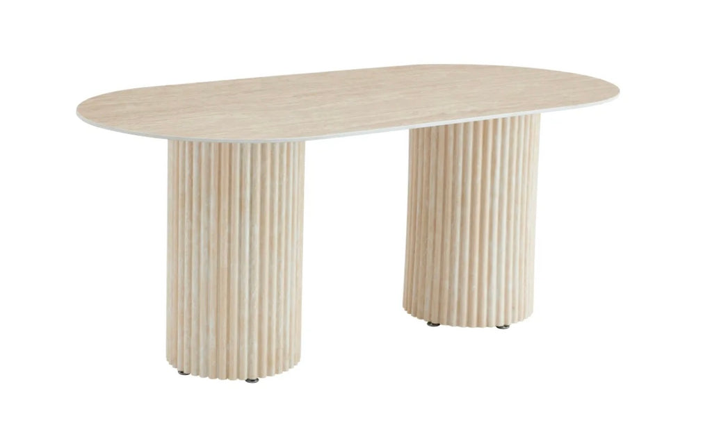 TABLE REPAS KEYSHA TRAVERTIN CERAMIQUE 180X90