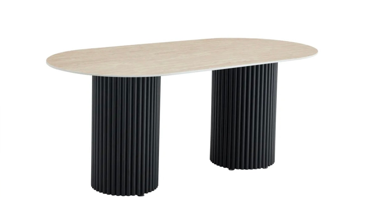 TABLE REPAS KEYSHA TRAVERTIN CERAMIQUE 180X90
