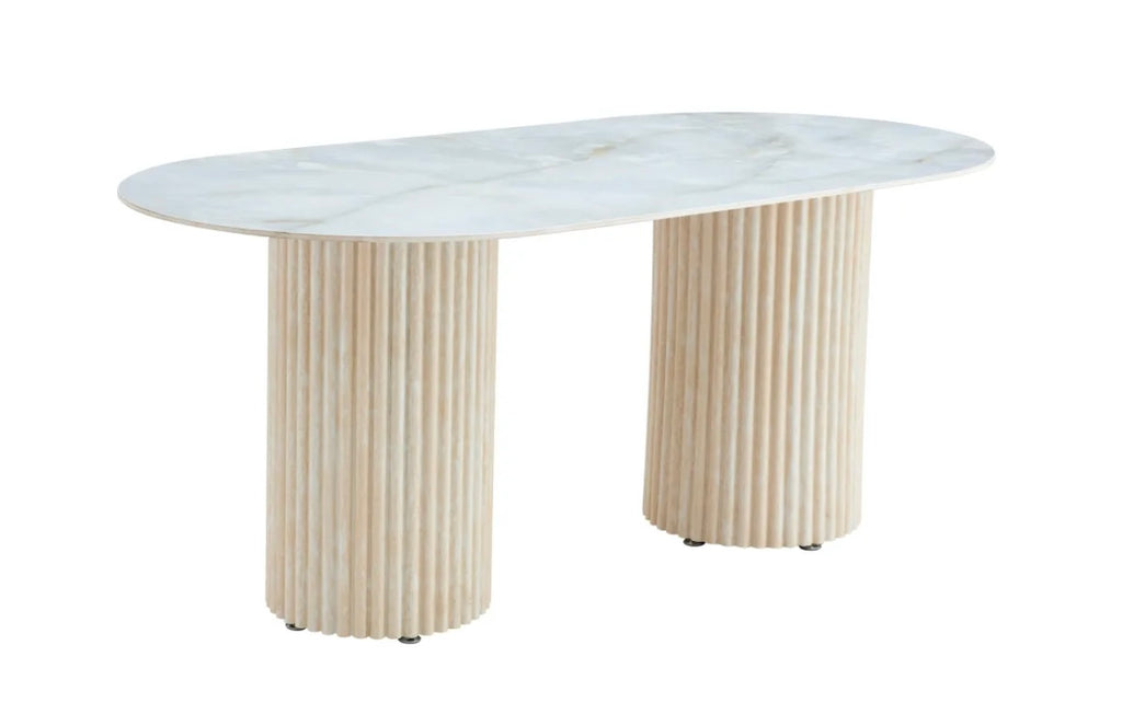 TABLE REPAS KEYSHA TRAVERTIN CERAMIQUE 180X90