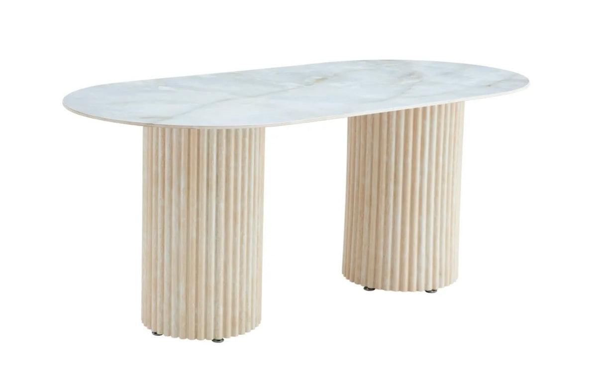 TABLE REPAS KEYSHA TRAVERTIN CERAMIQUE 180X90