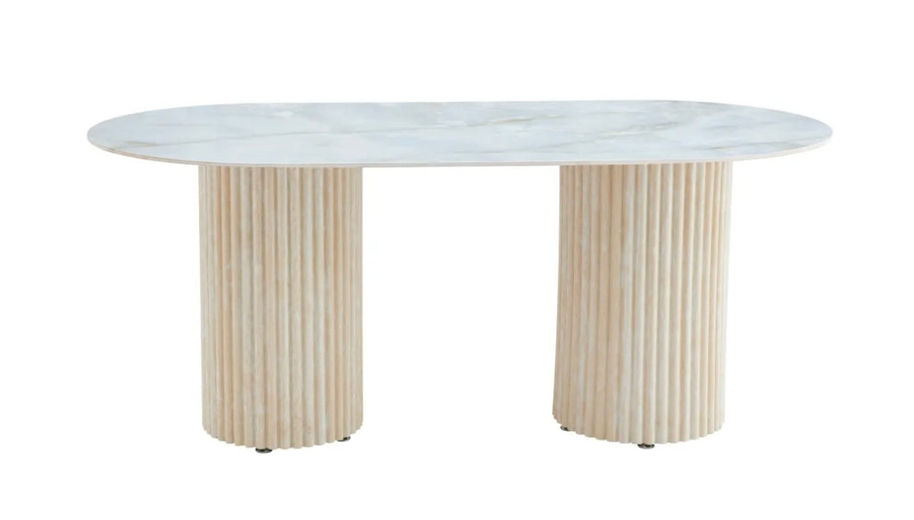 TABLE REPAS KEYSHA TRAVERTIN CERAMIQUE 180X90