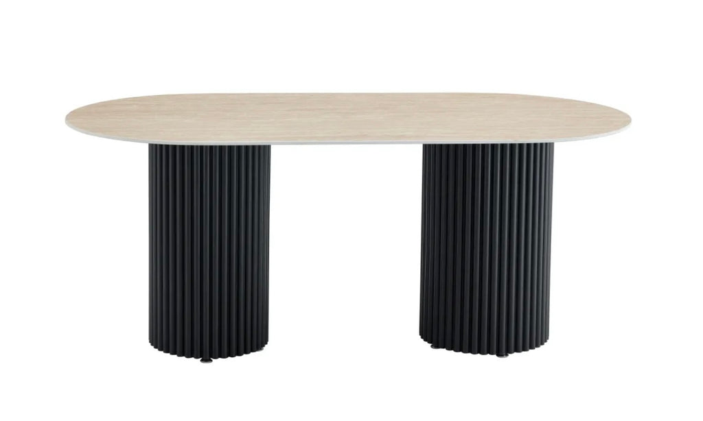 TABLE REPAS KEYSHA TRAVERTIN CERAMIQUE 180X90