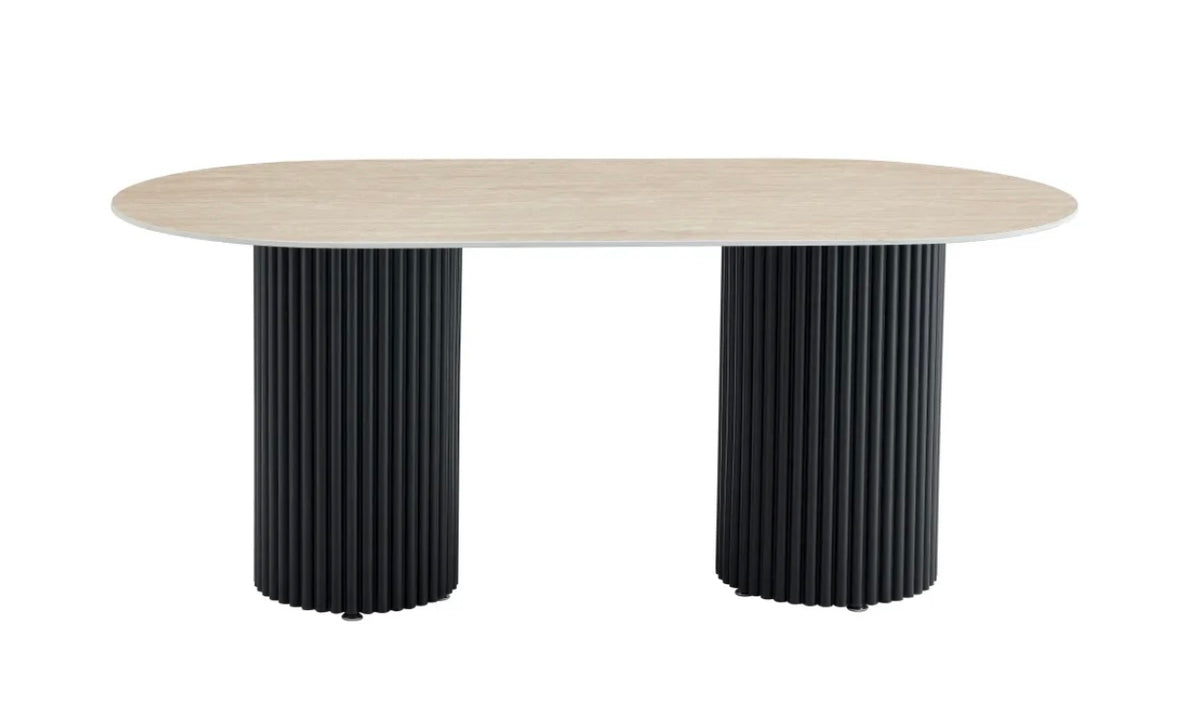 TABLE REPAS KEYSHA TRAVERTIN CERAMIQUE 180X90
