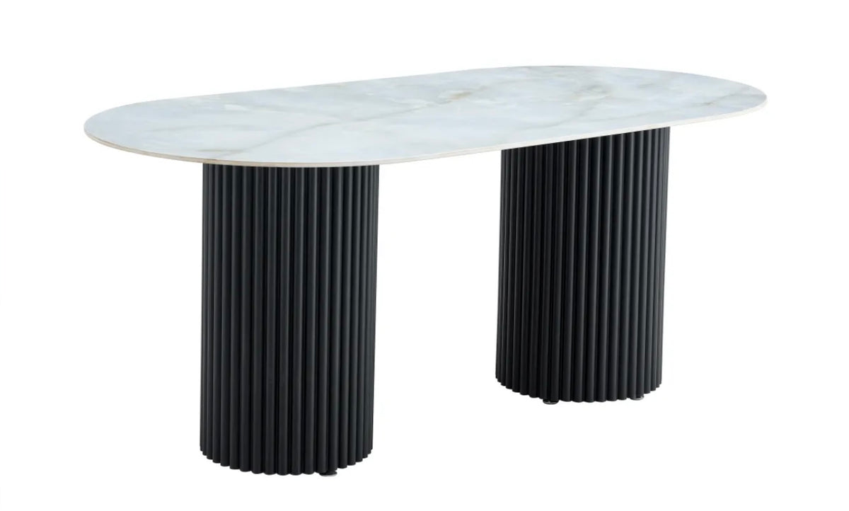 TABLE REPAS KEYSHA TRAVERTIN CERAMIQUE 180X90