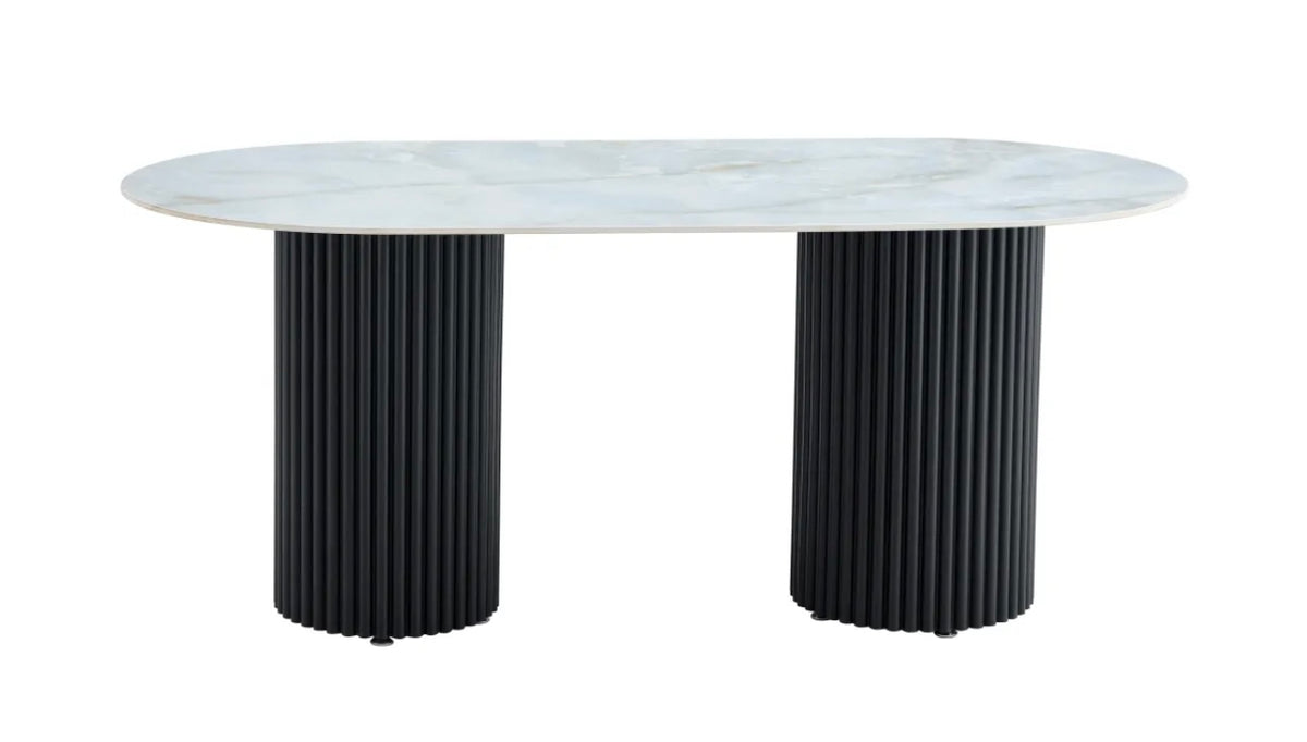 TABLE REPAS KEYSHA TRAVERTIN CERAMIQUE 180X90