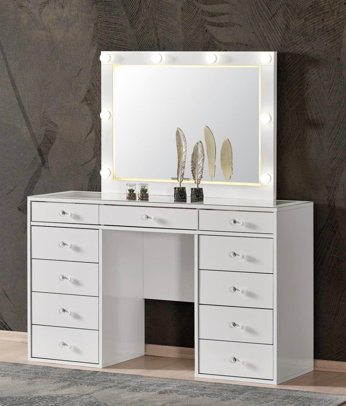 COIFFEUSE LADY 11 TIROIRS MIROIR LED