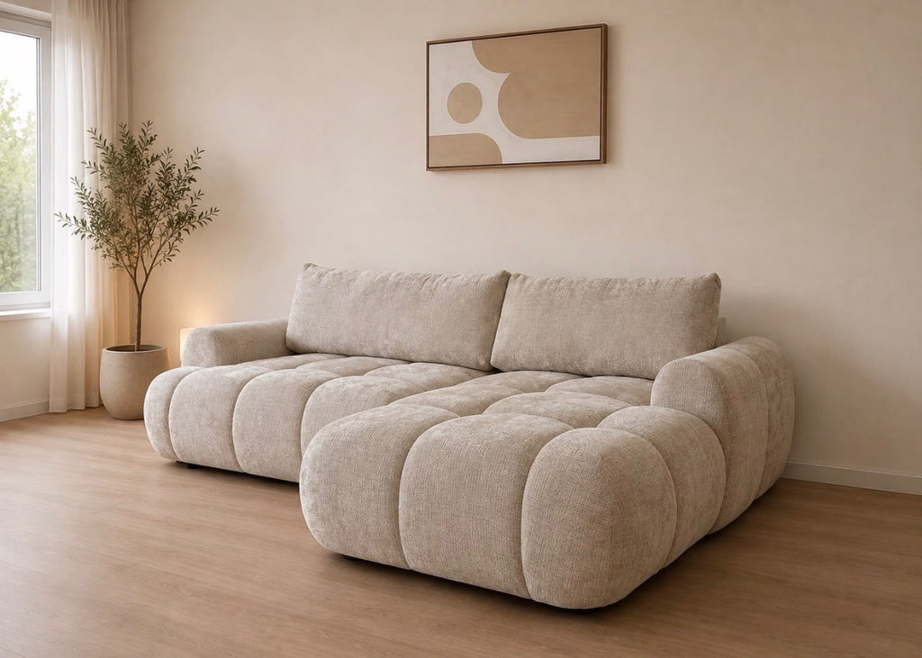 CANAPÉ D'ANGLE LÉO CONVERTIBLE COFFRE DE RANGEMENT