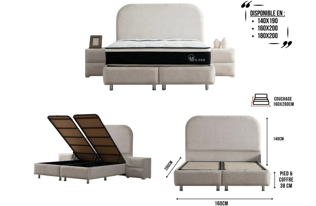 LIT COFFRE JADE 160X200
