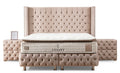 LIT COFFRE CLOUTE BEIGE 160