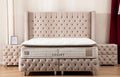 LIT COFFRE CLOUTE BEIGE  180 x 200 cm