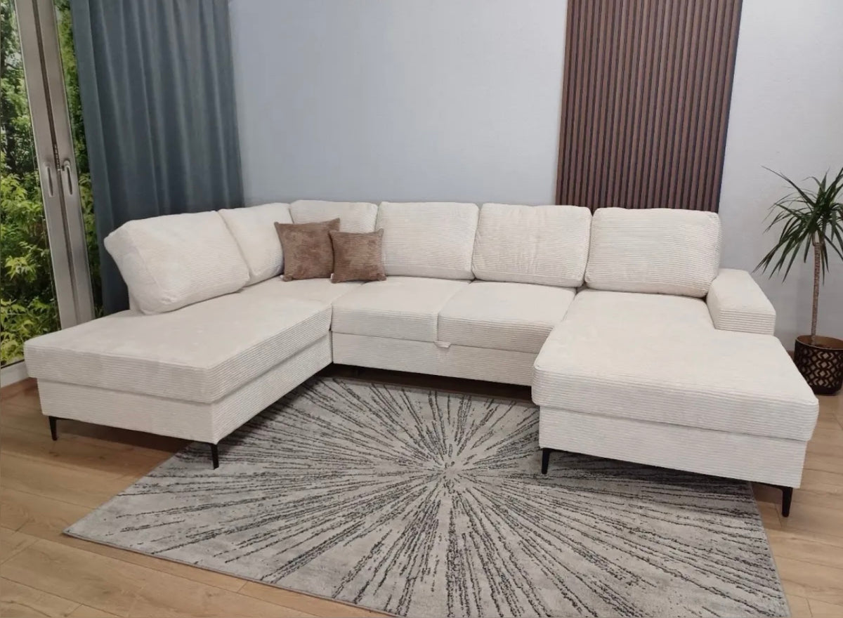 CANAPÉ PANORAMIQUE VIENNA  BEIGE AVEC 2 COFFRES 203X310X160