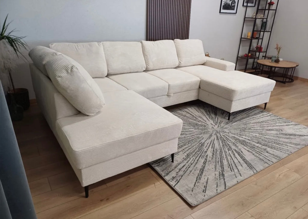 CANAPÉ PANORAMIQUE VIENNA  BEIGE AVEC 2 COFFRES 203X310X160