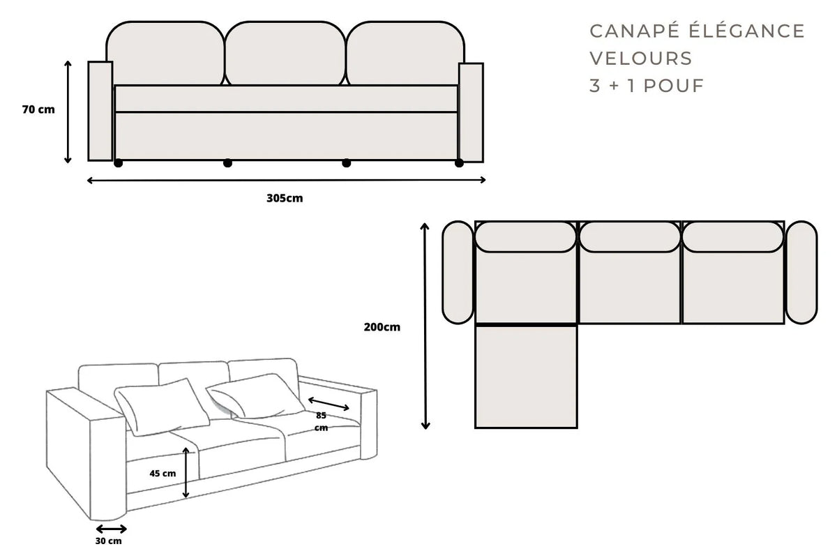 CANAPE MODULABLE 3+1 BEIGE