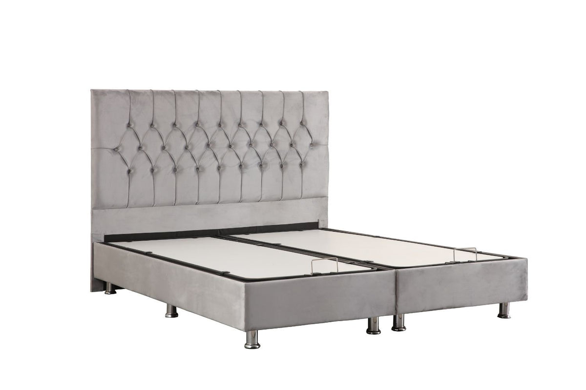 LIT COFFRE HUGO GRIS 160X200