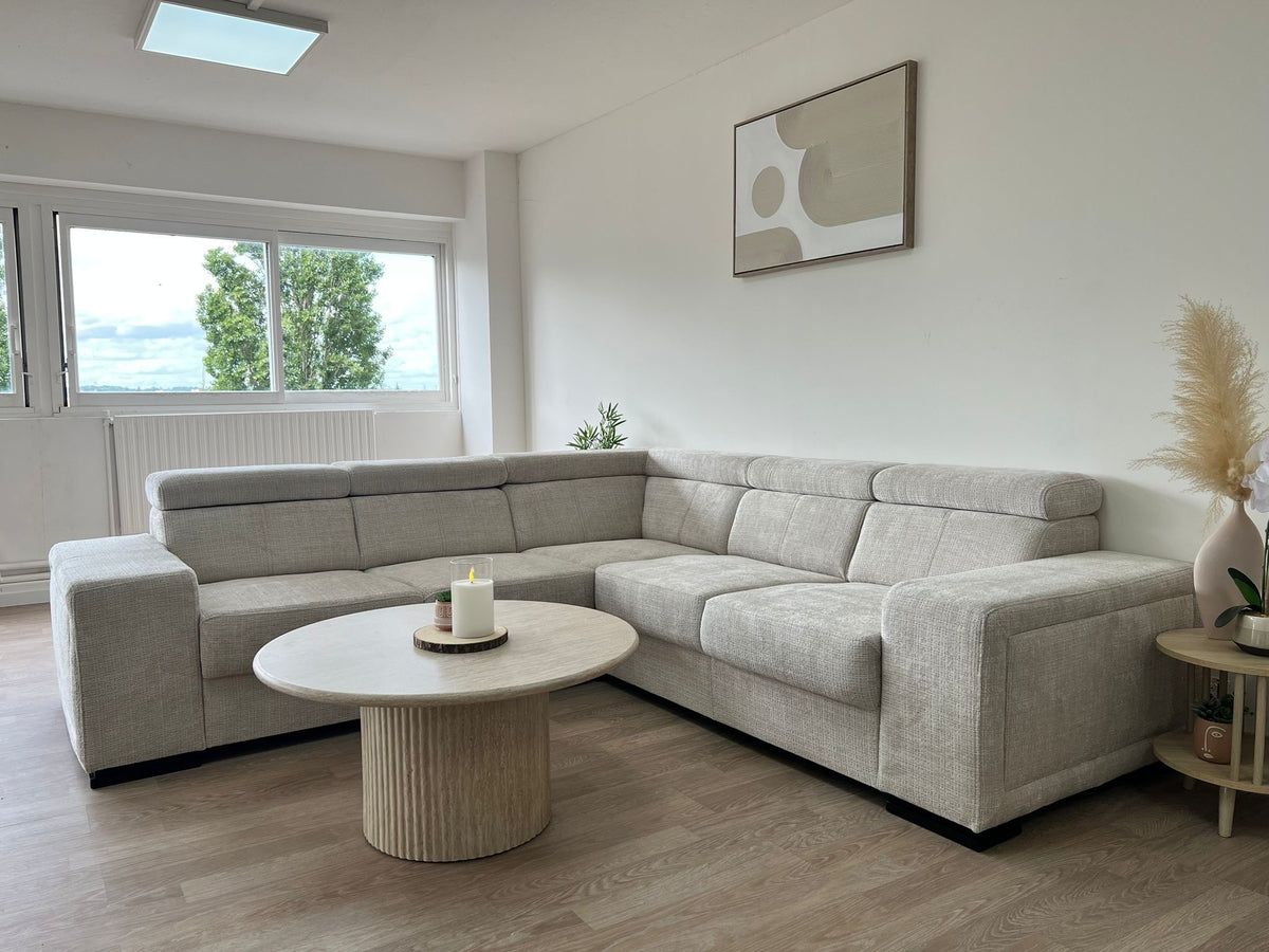 CANAPÉ D'ANGLE KAROLA RÉVERSIBLE MARBELLA BEIGE 260X260