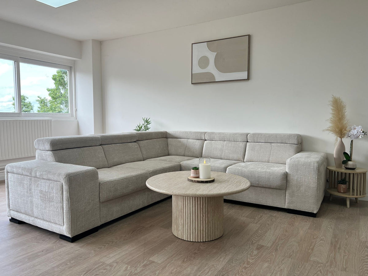 CANAPÉ D'ANGLE KAROLA RÉVERSIBLE MARBELLA BEIGE 260X260