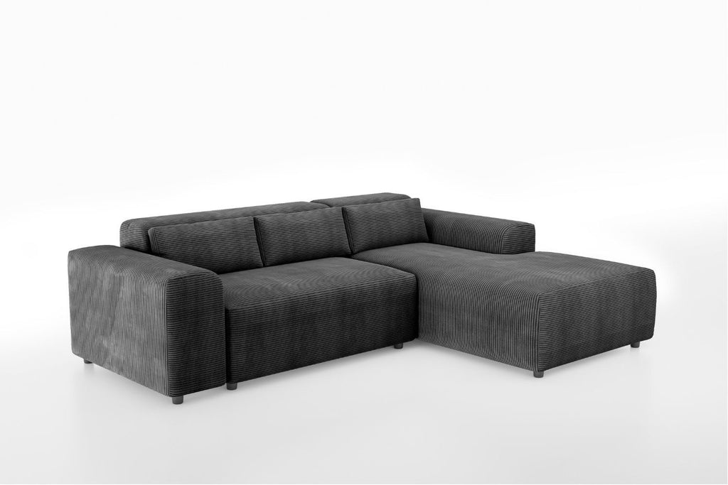 Canapé d’angle Maurice - Gris côtelé 250X185