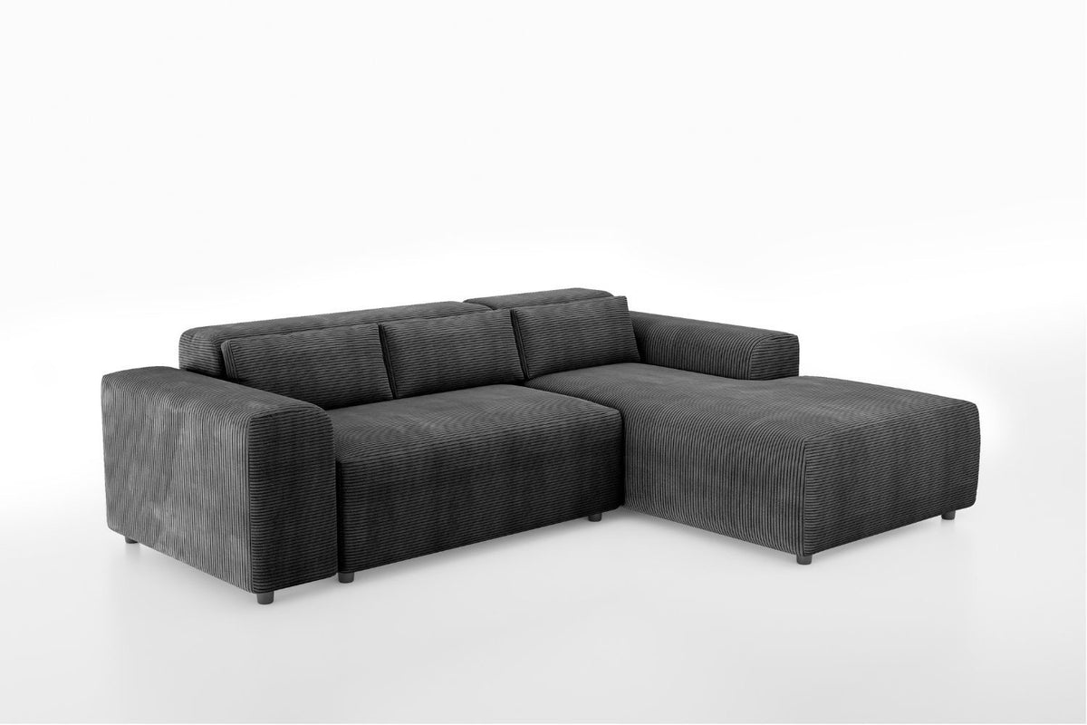 Canapé d’angle Maurice - Gris côtelé 250X185