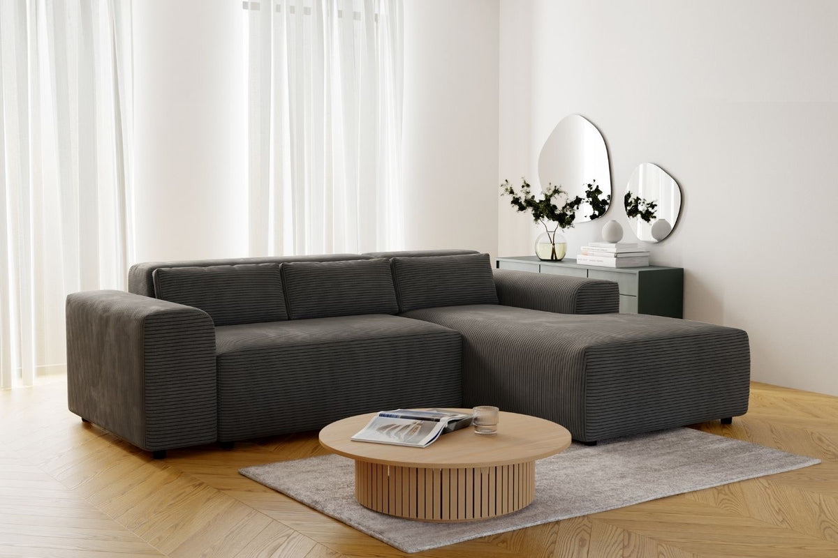 Canapé d’angle Maurice - Gris côtelé 250X185