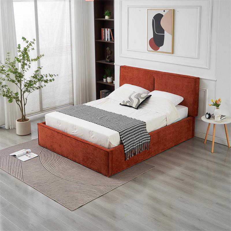 Lit Double Coffre Olivia Chenille Terracotta 160x200 cm