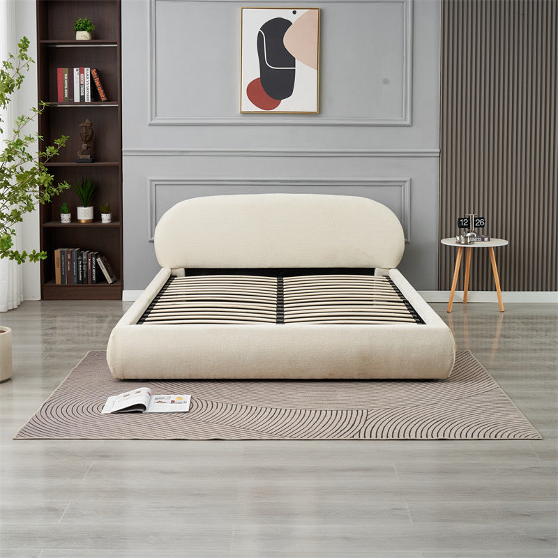 Lit Double Coffre Babylone Chenille Beige 160x200 cm