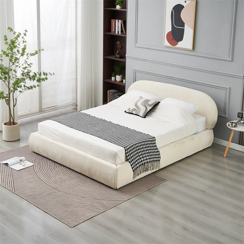 Lit Double Coffre Babylone Chenille Beige 160x200 cm